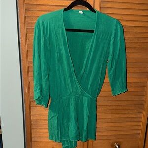 Green Women's Wrap Swim Cover-Up Romper